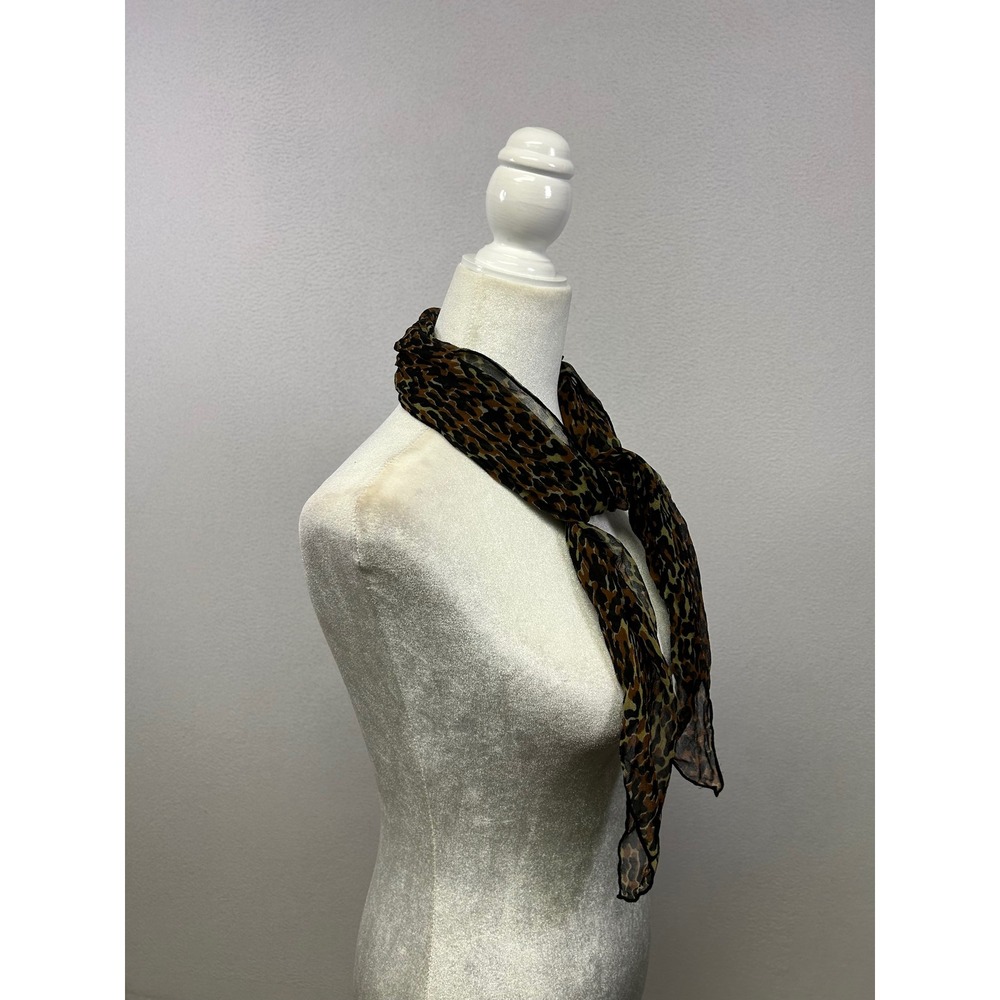 Mob Wife Indie Sleaze Womens OS Brown Leopard Print Sheer Scarf - Picture 4 of 6